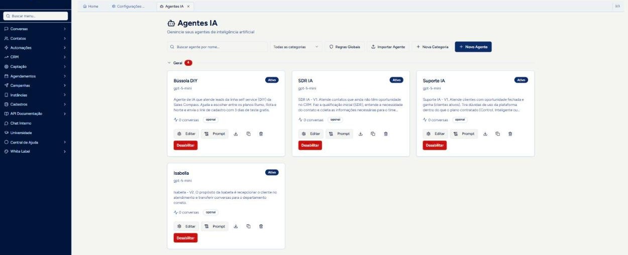 Agentes de IA na plataforma Sales Compass