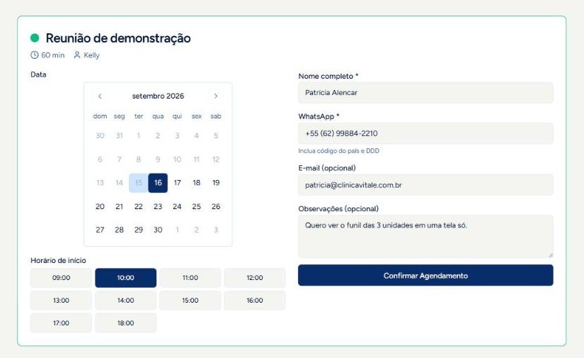 Agendamento na plataforma Sales Compass